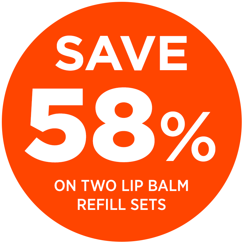 Save 88% on two lip balm refill sets