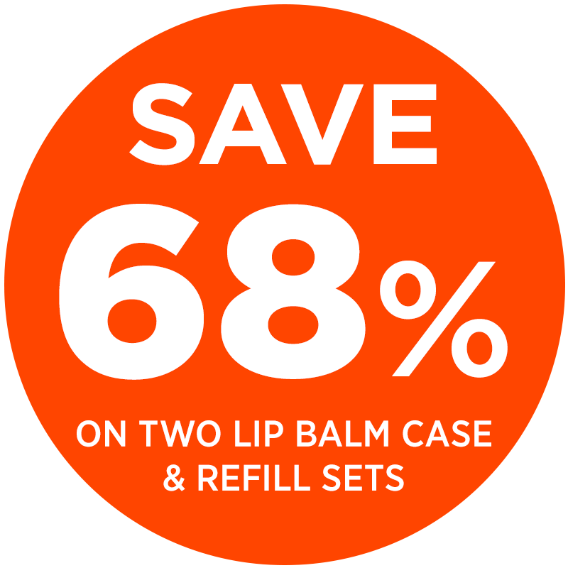 Save 68% on two lip balm case and refill sets